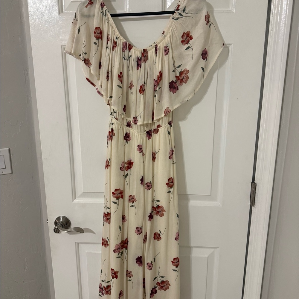 Sage Cream and Red Floral Jumpsuit